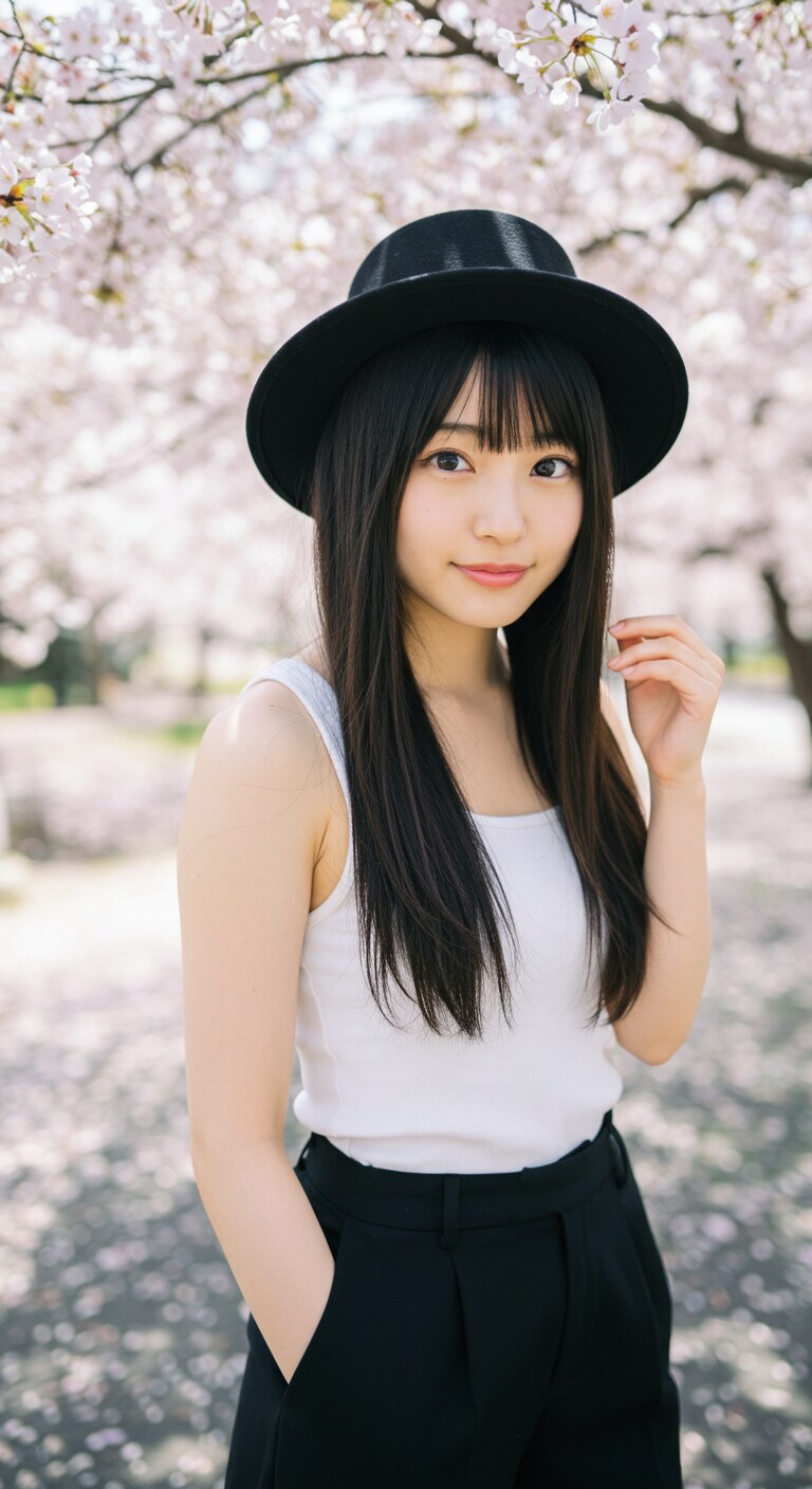 リアルかっこかわいいダンサーのロマンティックな花見