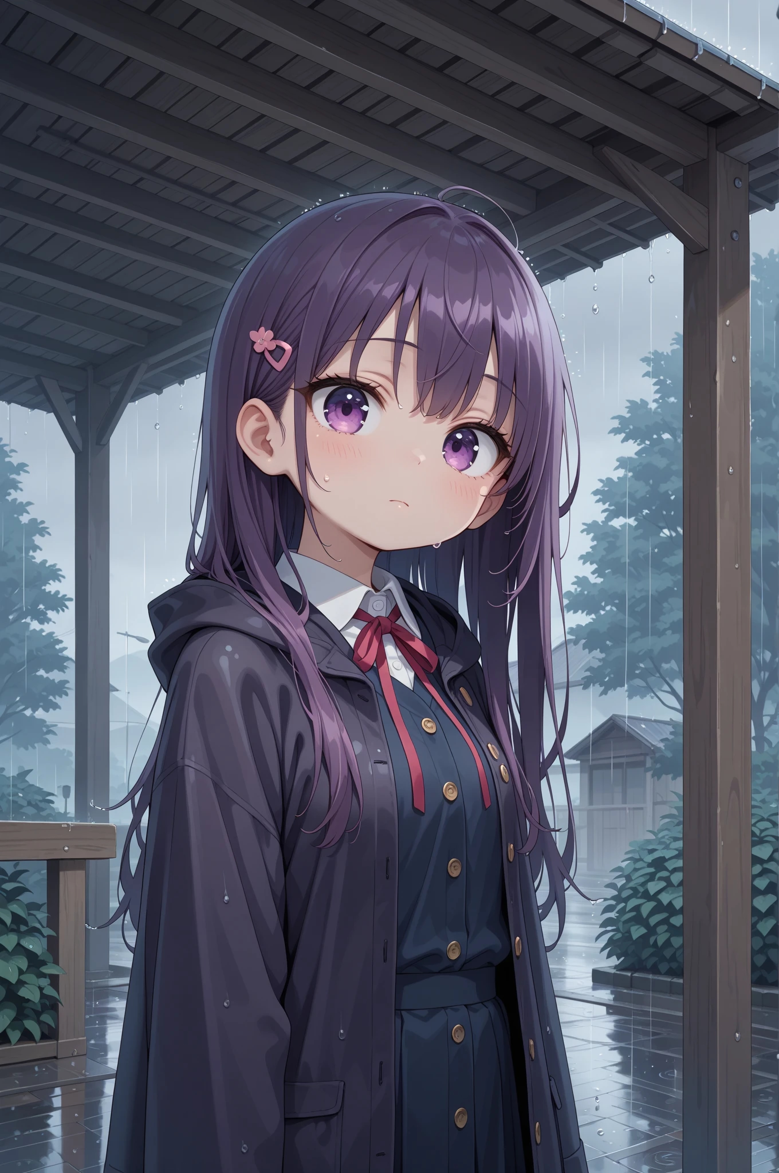 紫ちゃんの雨宿り | の人気AIイラスト・グラビア