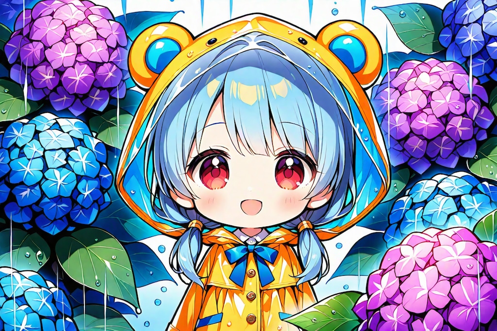 梅雨、雨合羽、チビ