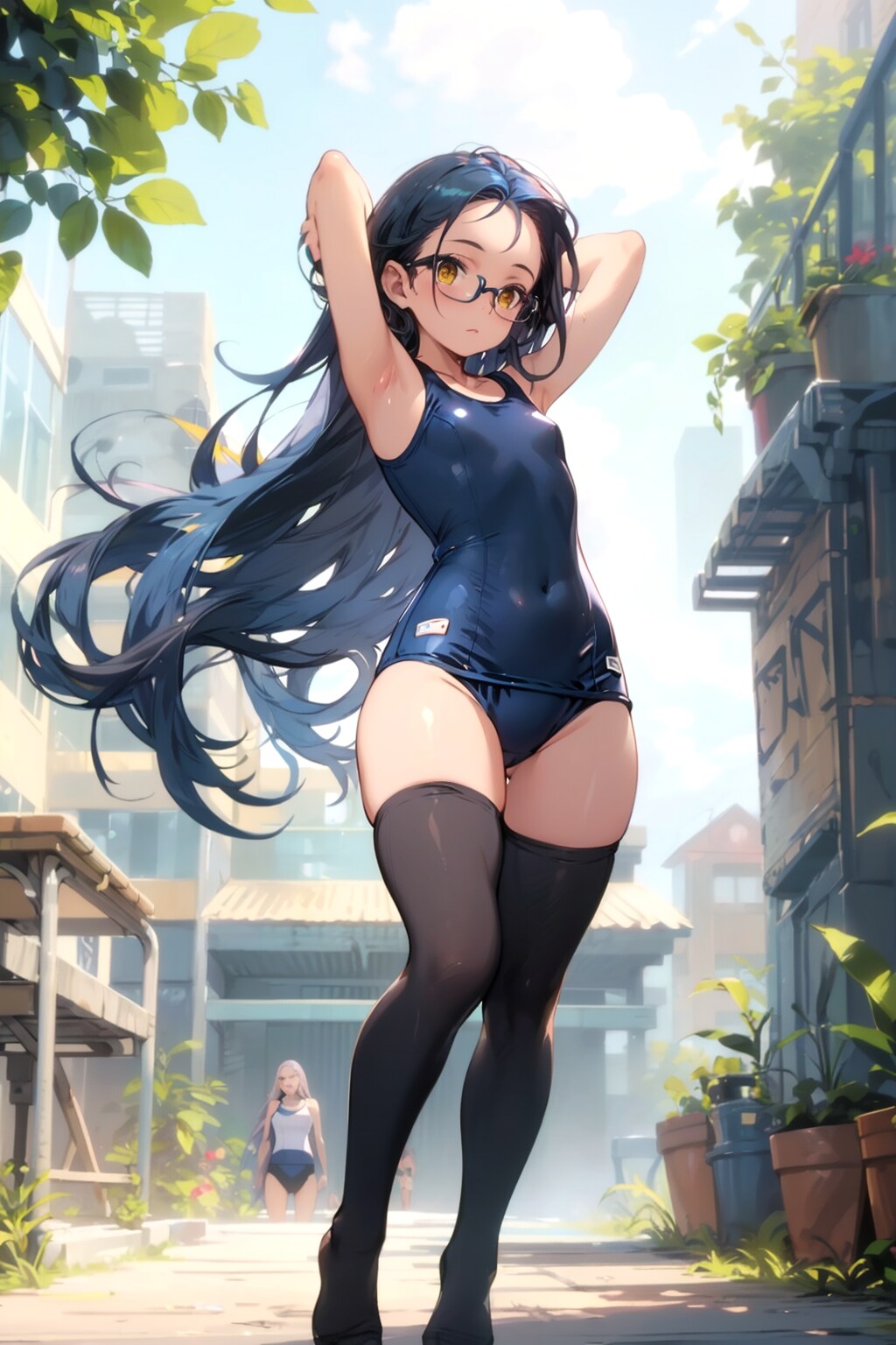 スク水の眼鏡っ娘