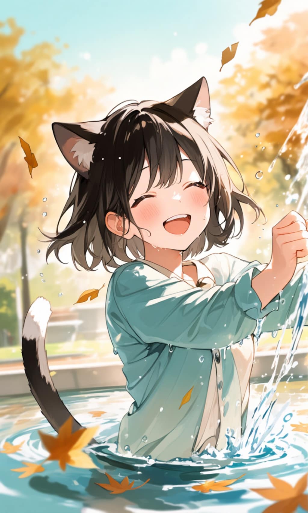 噴水に嵌っちゃった