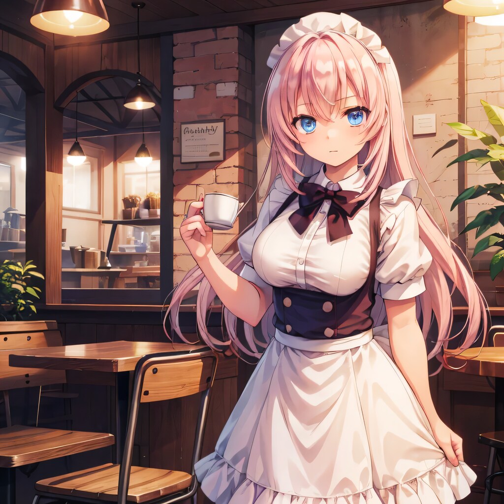 ピンク髪ロングで碧眼のメイド