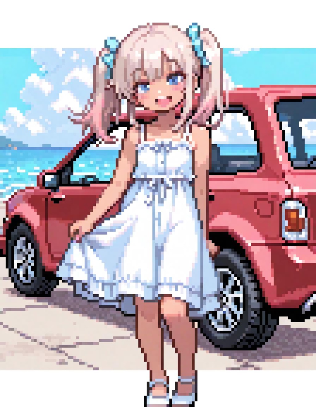 夏のおんなの子とくるま