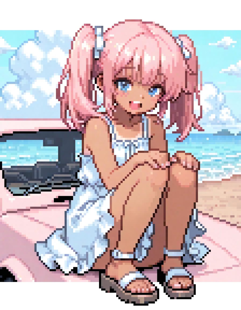 夏のおんなの子とくるま