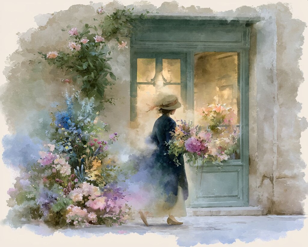 霧の日の花屋