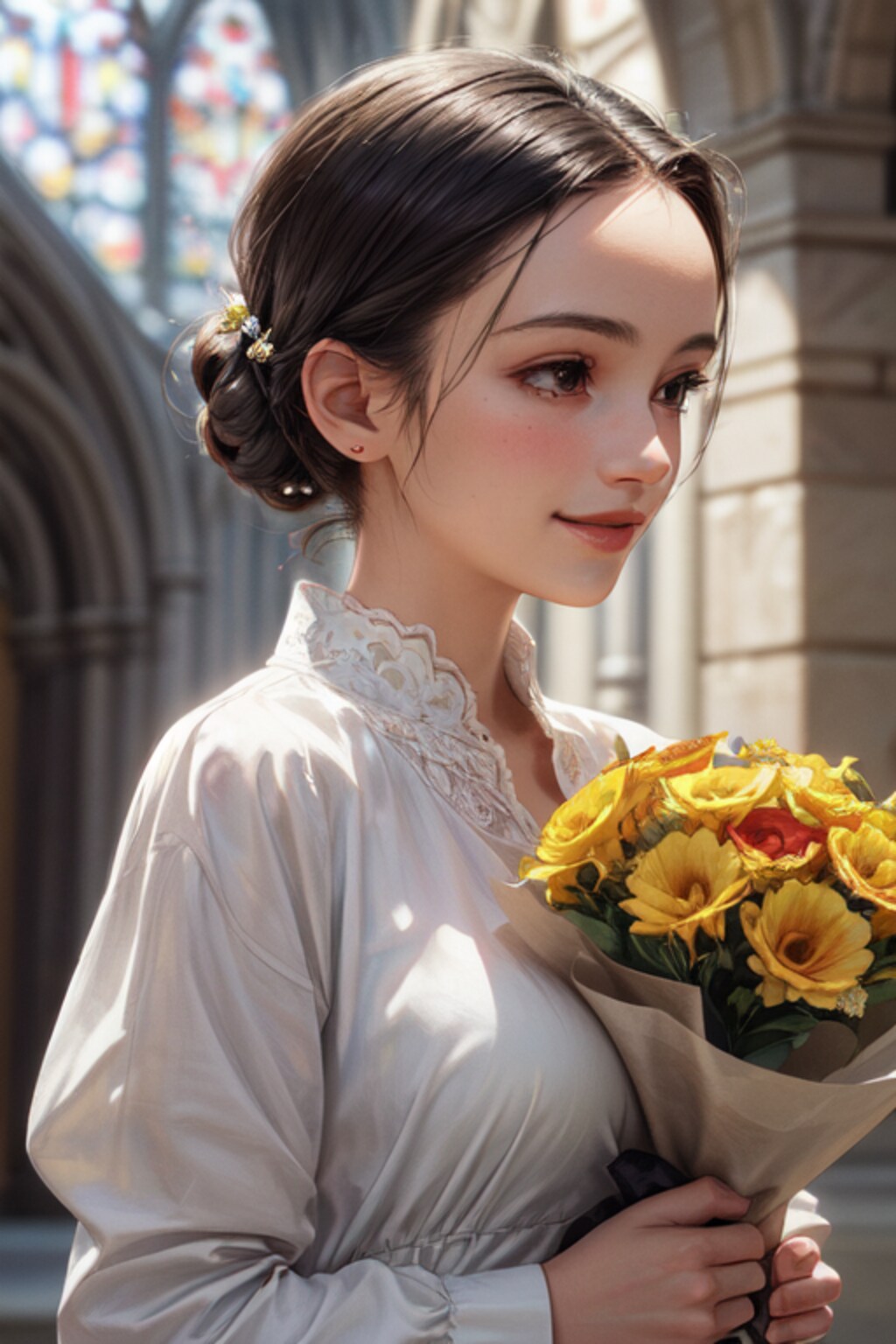 花束を持つ女性〈２〉