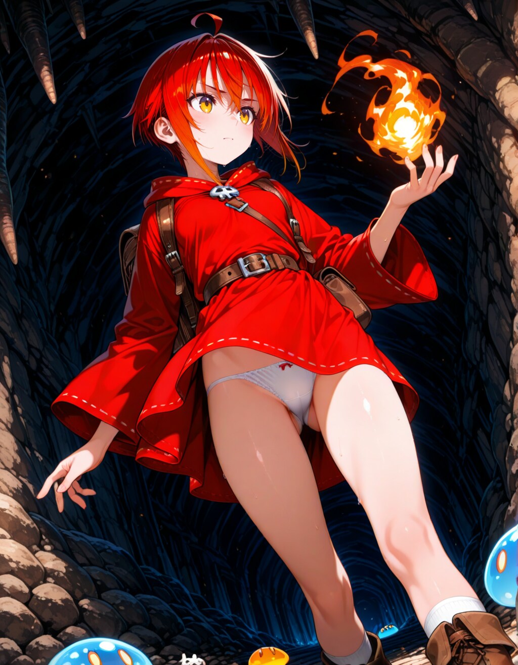 ダンジョン探索する火魔法使いちゃん