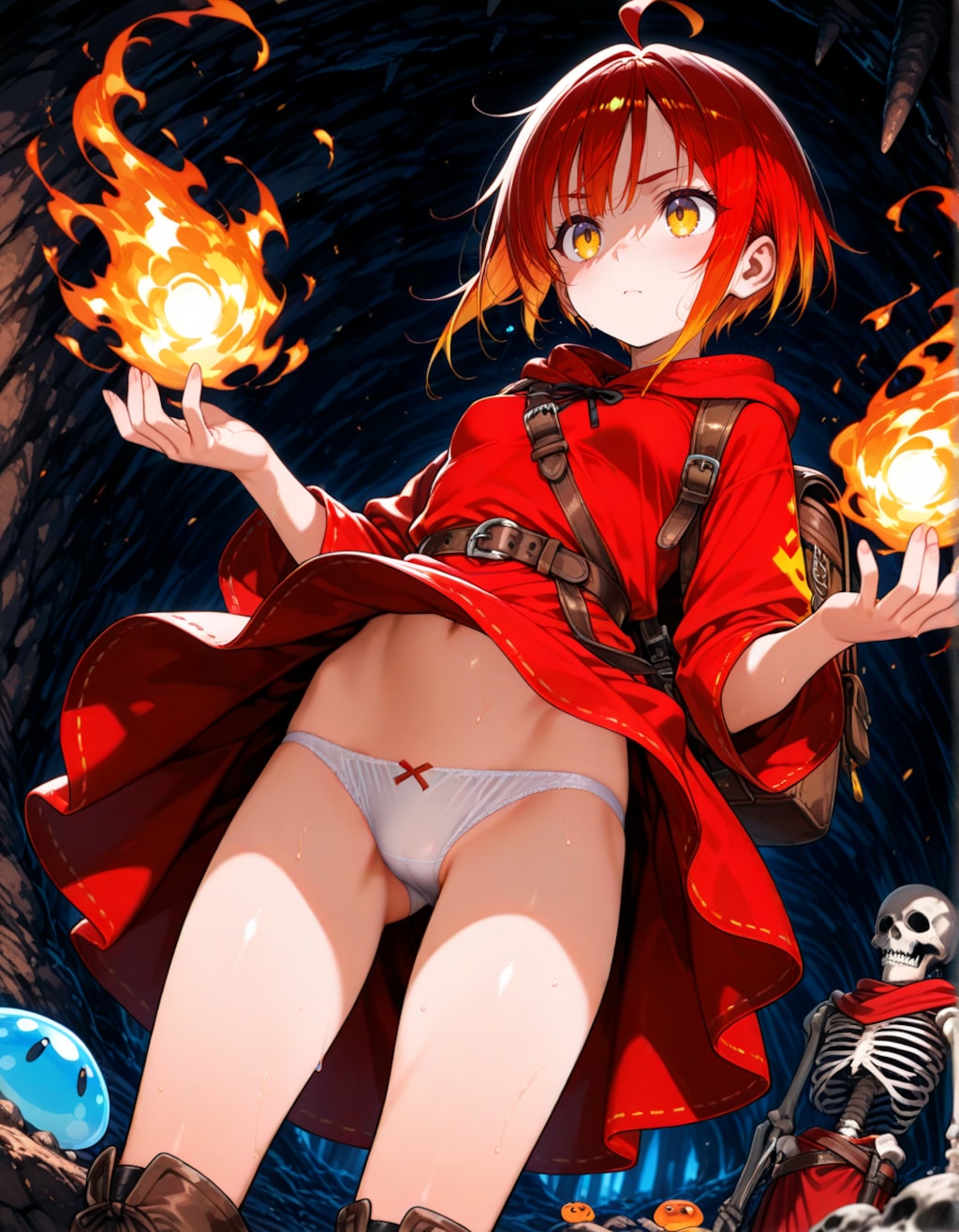 ダンジョン探索する火魔法使いちゃん