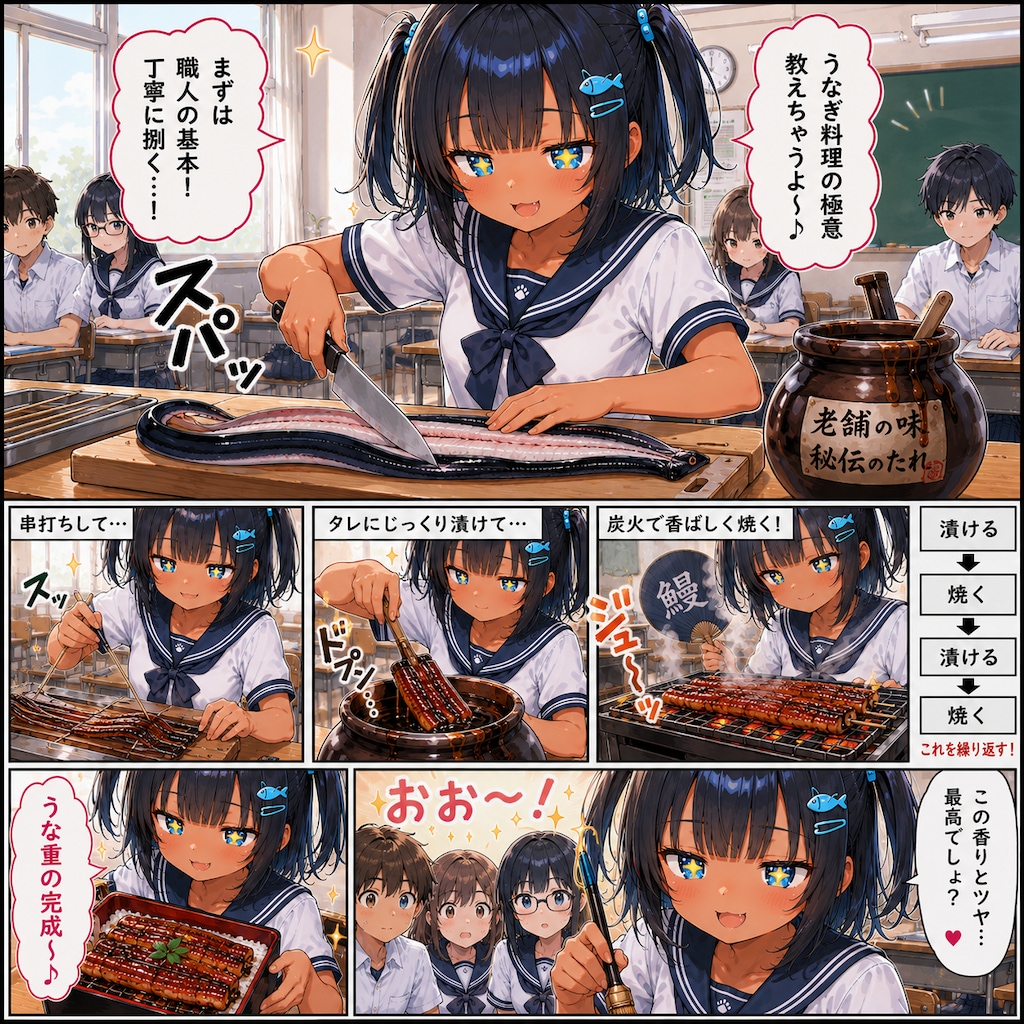 土用で鰻を焼くこなつちゃん