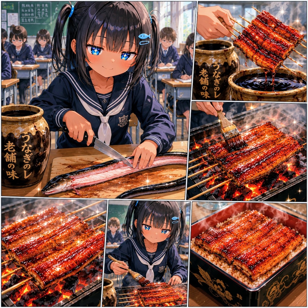 土用で鰻を焼くこなつちゃん