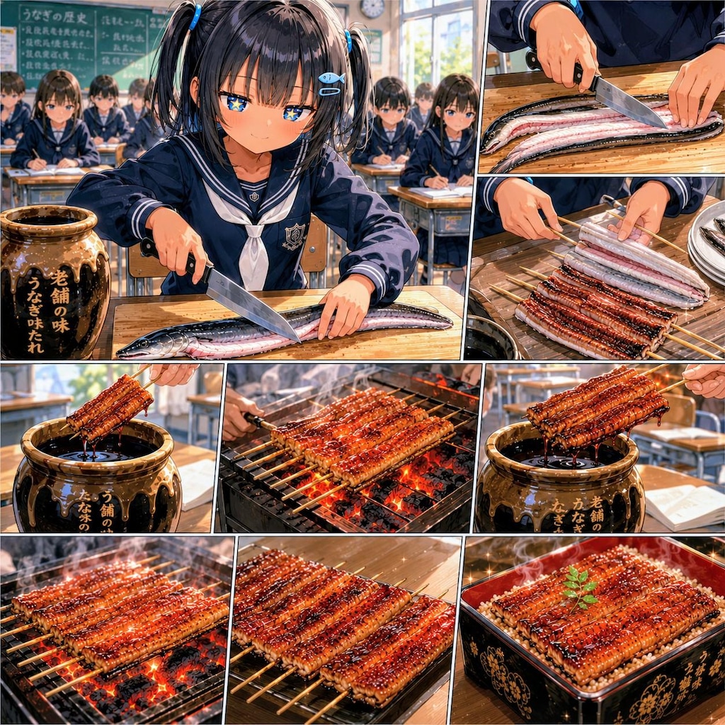 土用で鰻を焼くこなつちゃん