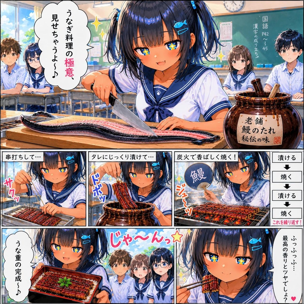 土用で鰻を焼くこなつちゃん