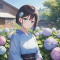 紫陽花と浴衣 6枚目