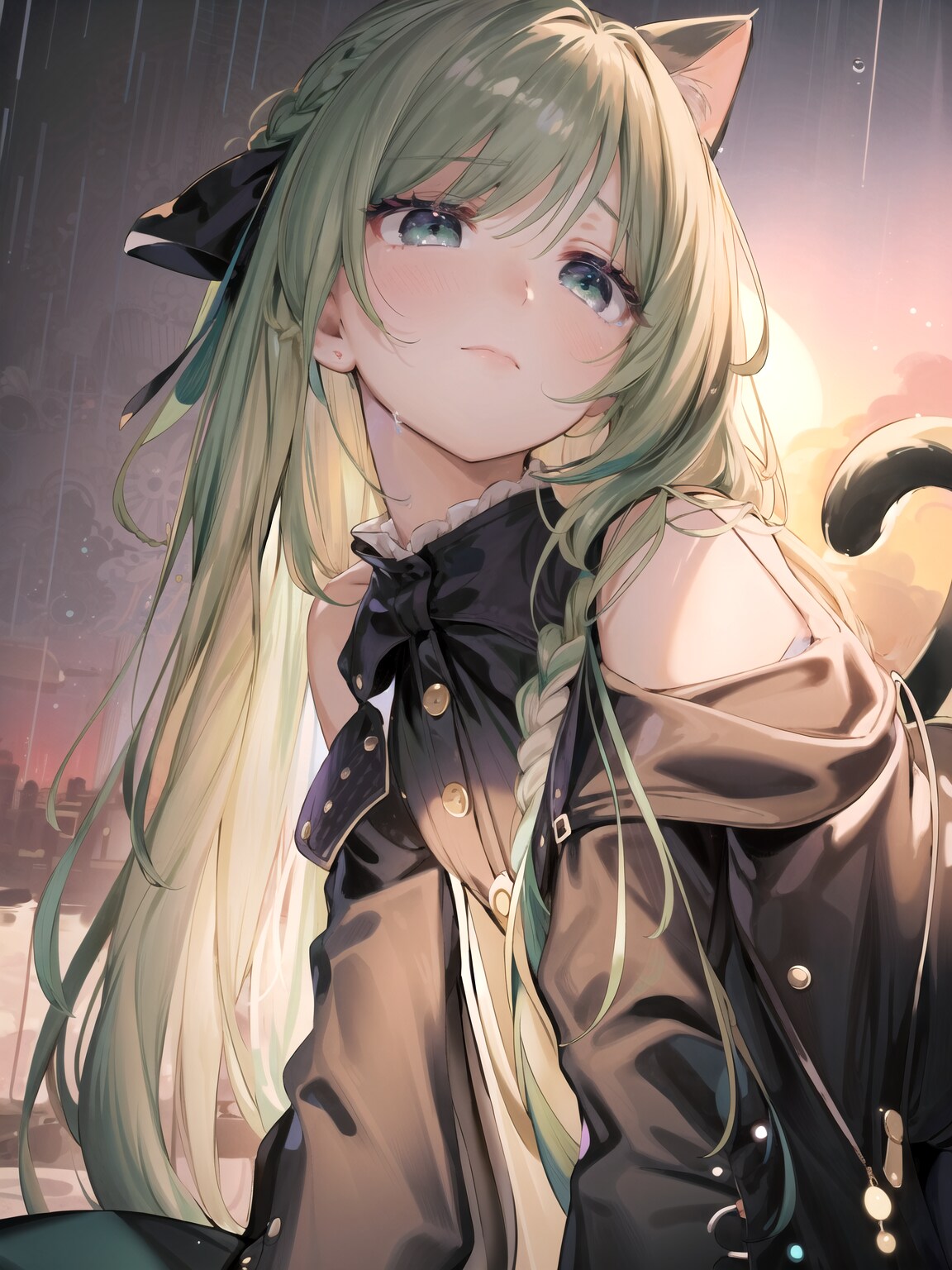 雨の中