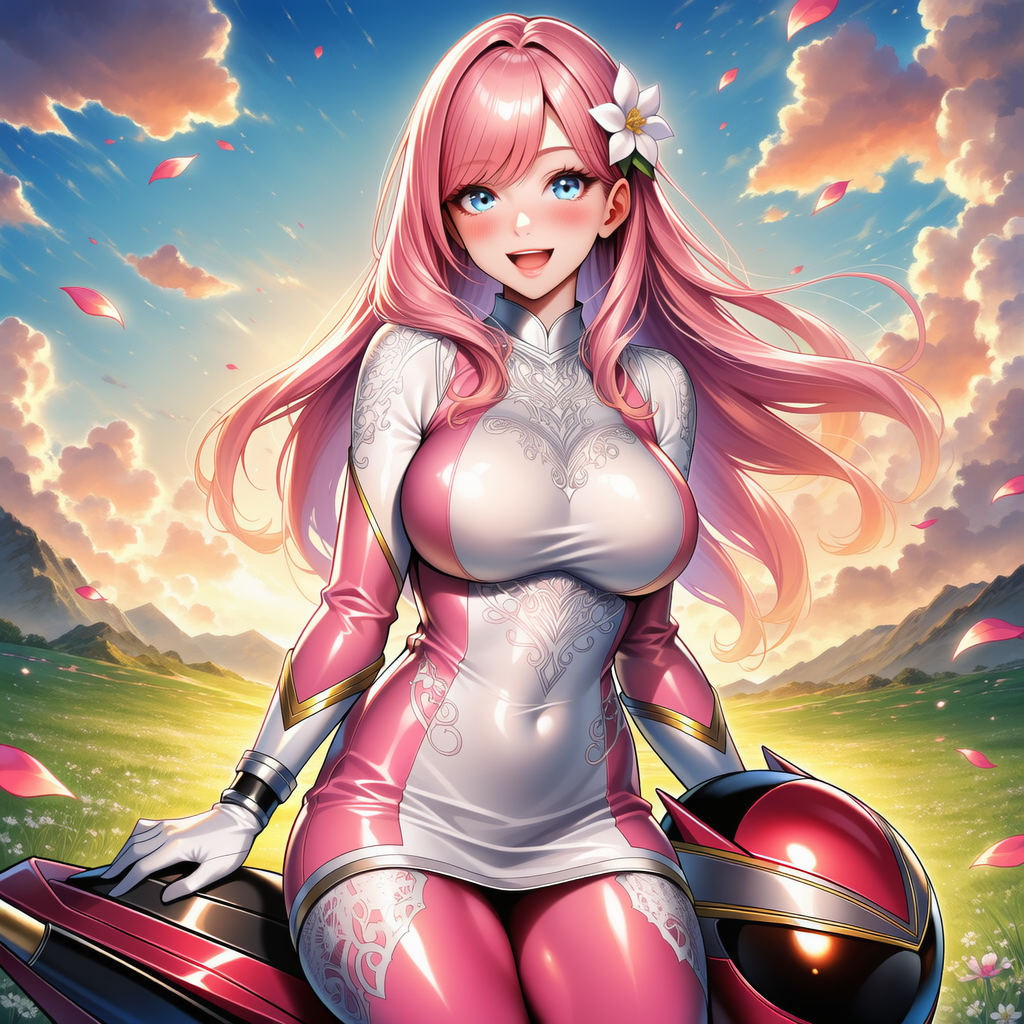 星宮一花さんがバイクに乗っていますの