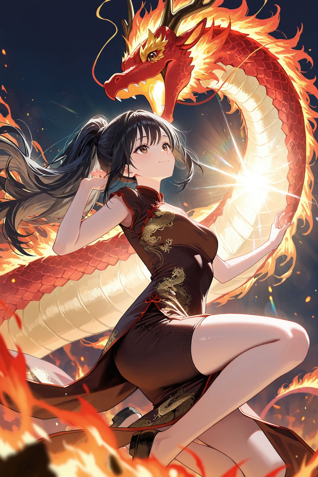 ドラゴン使いの少女（美龍さんと火竜サラマンダーさん）