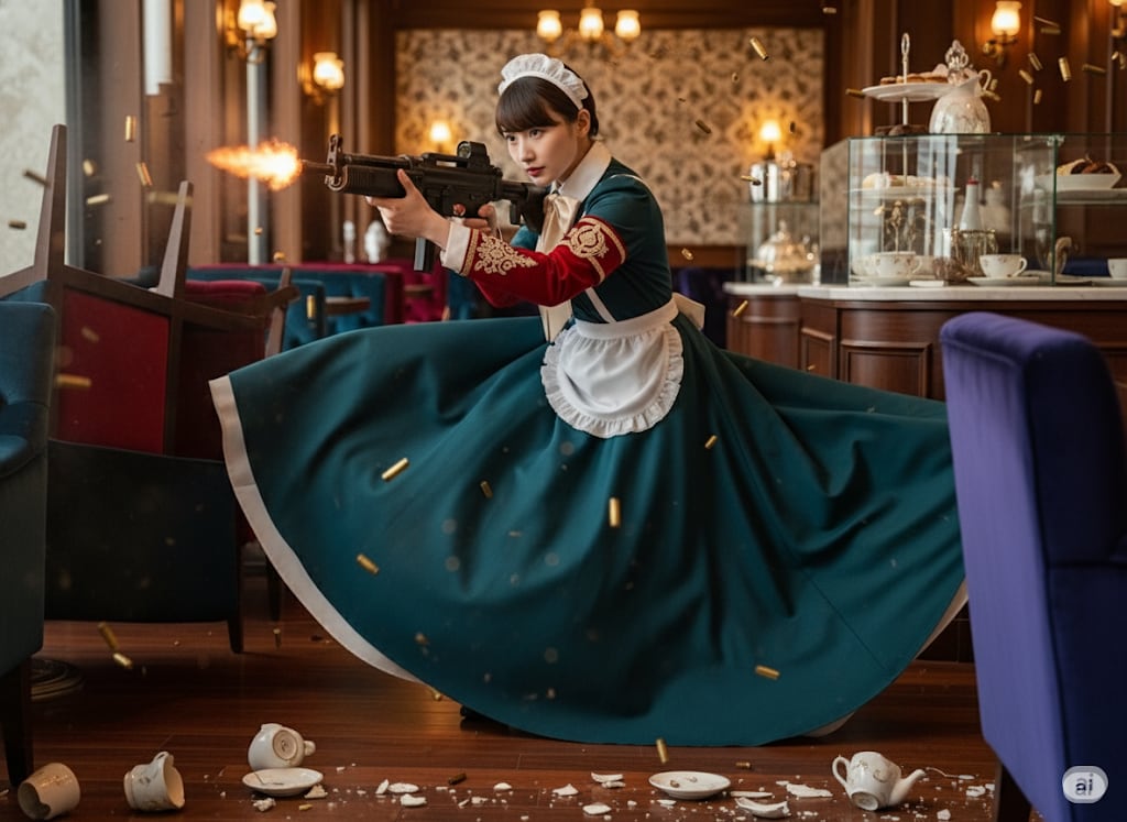 【試作】ロングスカートでの射撃シーン