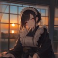 夕焼けとメイドさん 6枚目