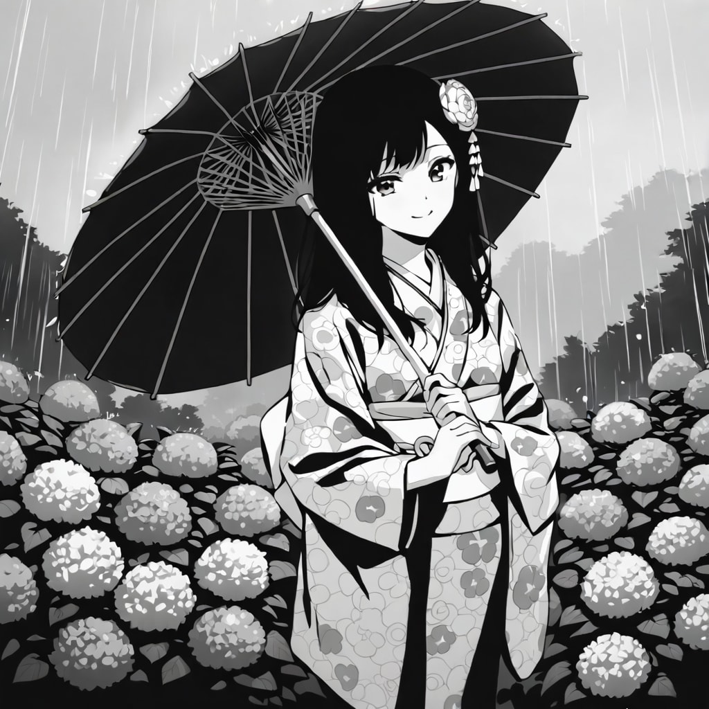 アジサイと着物 | の人気AIイラスト・グラビア