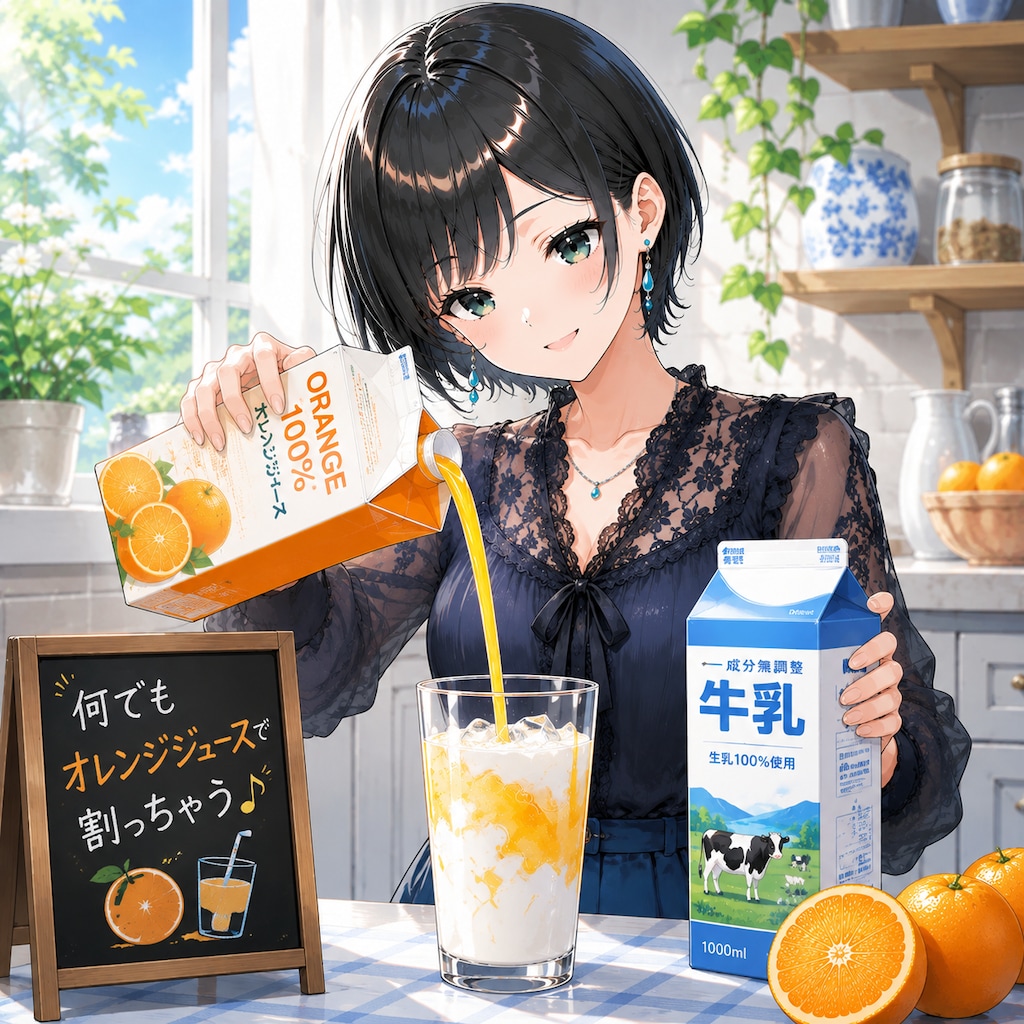 何でもオレンジジュースで割る藍音ちゃん