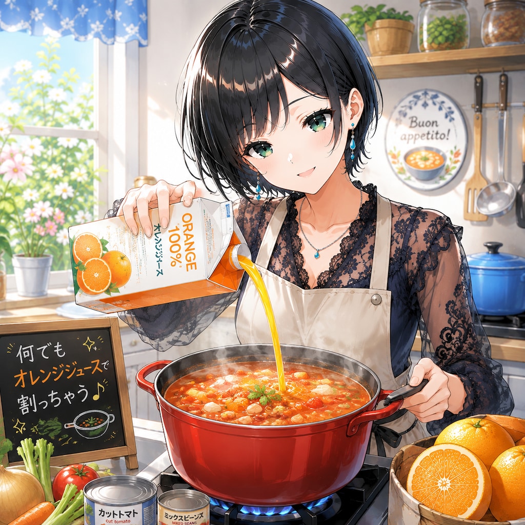 何でもオレンジジュースで割る藍音ちゃん