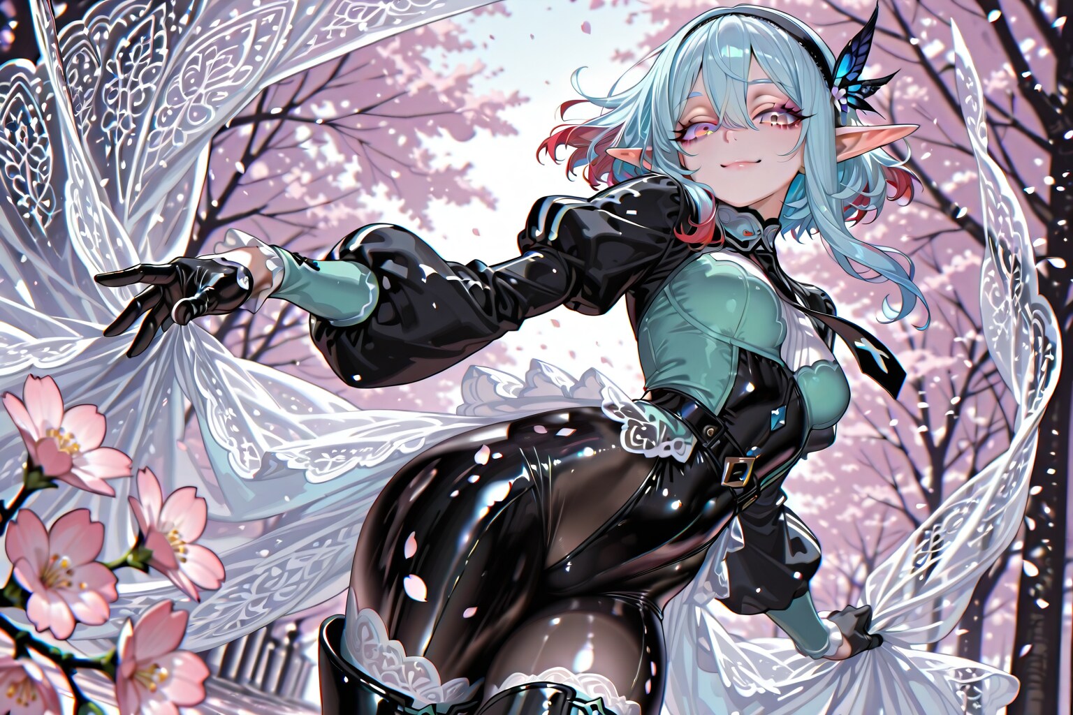 桜とエルフの女の子