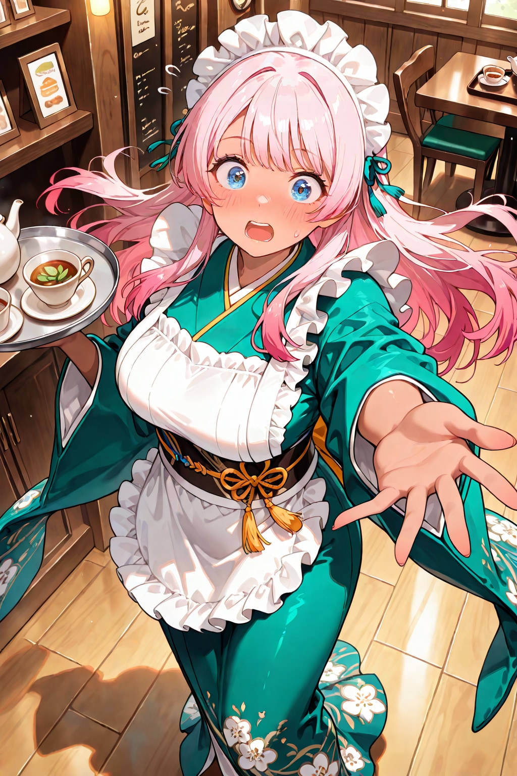 桃色和風メイド①
