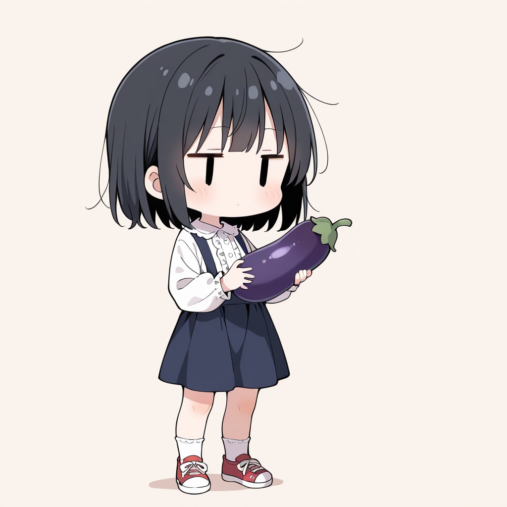 なすびを持ってみる