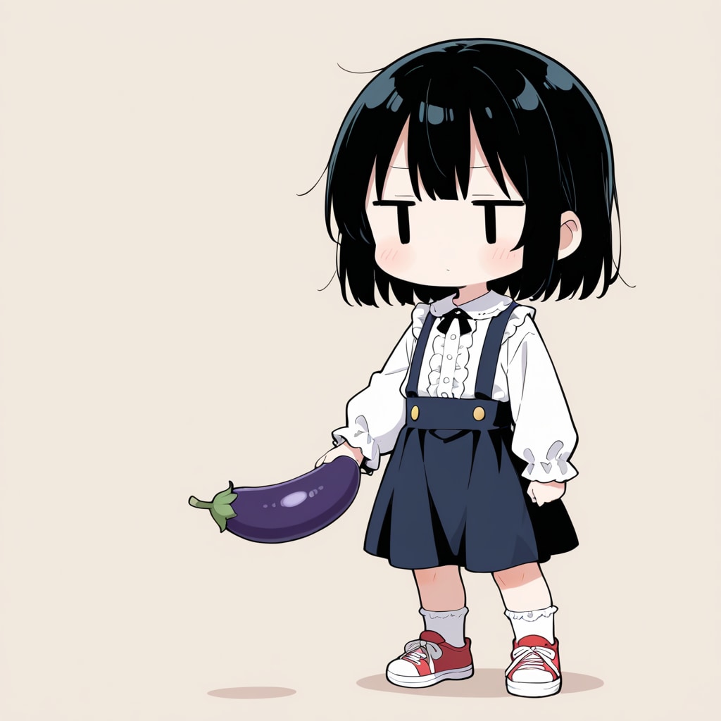 なすびを持ってみる