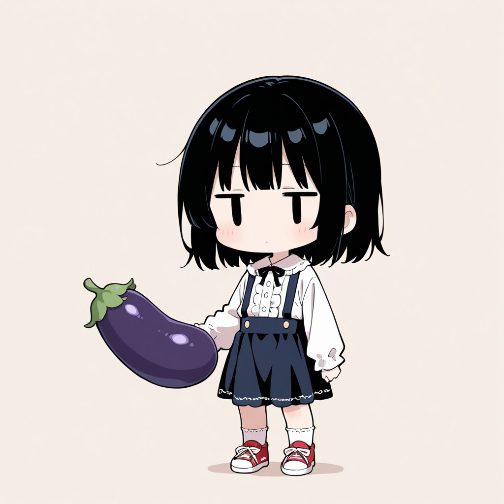 なすびを持ってみる