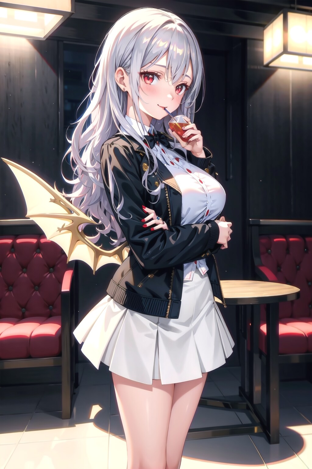 左手で