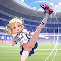 スカートユニフォームのサッカー少女(ノーパン) 2枚目
