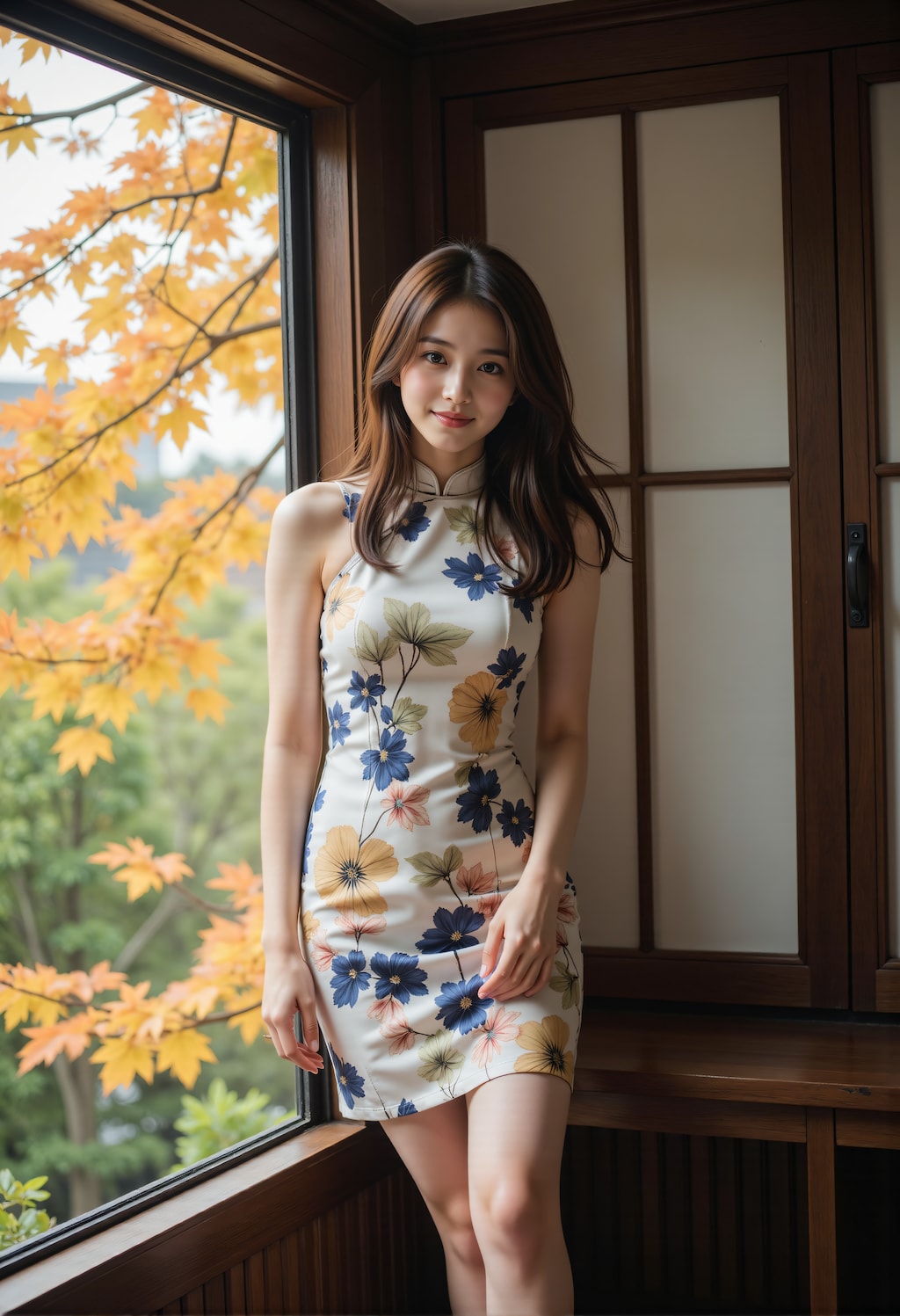 紅葉とチャイナドレス 2