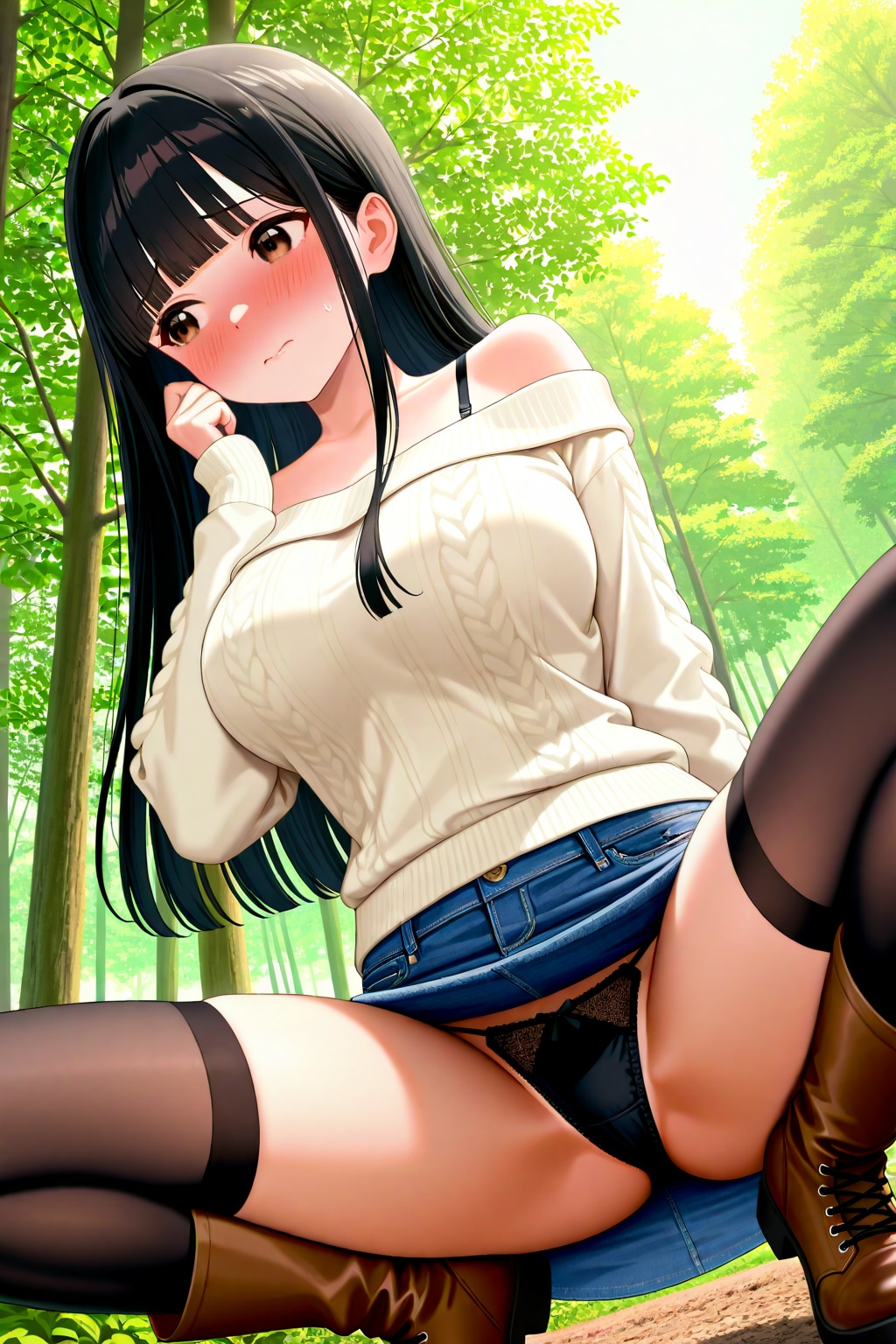 サキちゃんの蹲踞でおパンツ