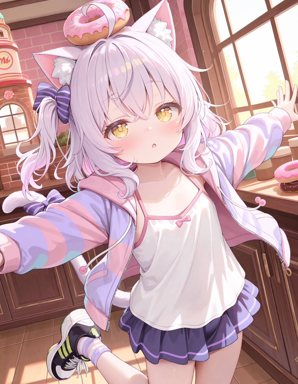 紫で縞々のねこちゃん