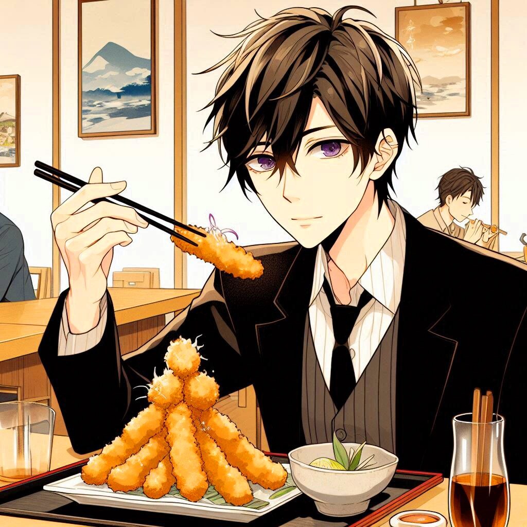 天ぷらと、黒髪短髪男性★その1-1(9枚)