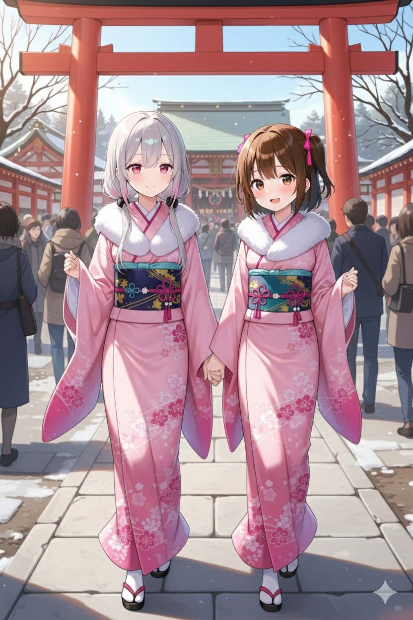 アイちゃんときょーかちゃんの初詣