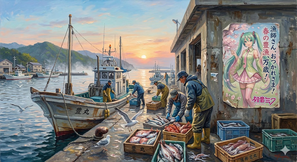 早朝の漁港🐟️