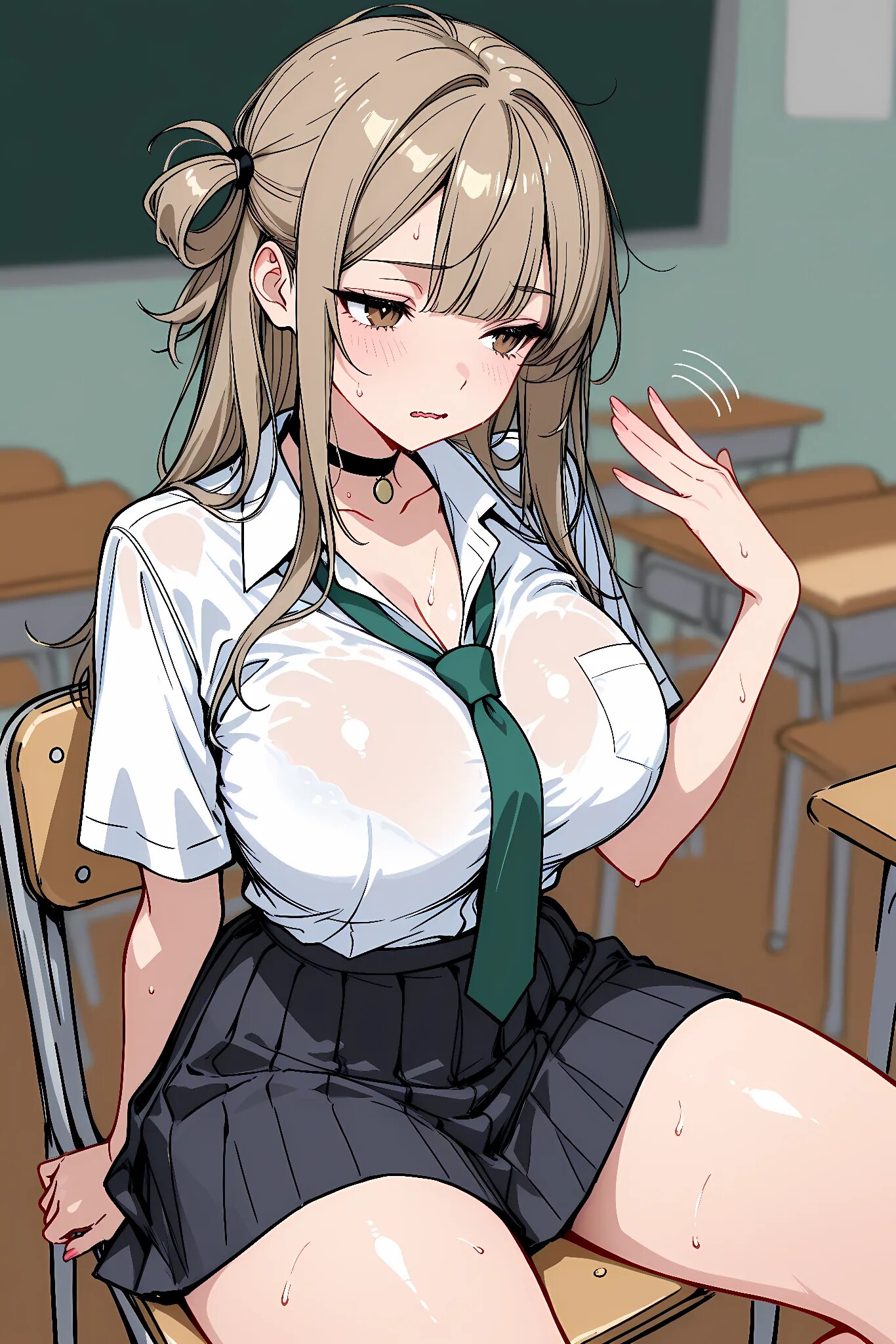 教室のエアコンが壊れた茶髪ギャルJK