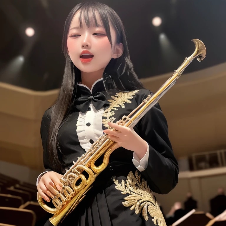 黒髪ロングでブラスバンドの美女８０ | の人気AIイラスト・グラビア