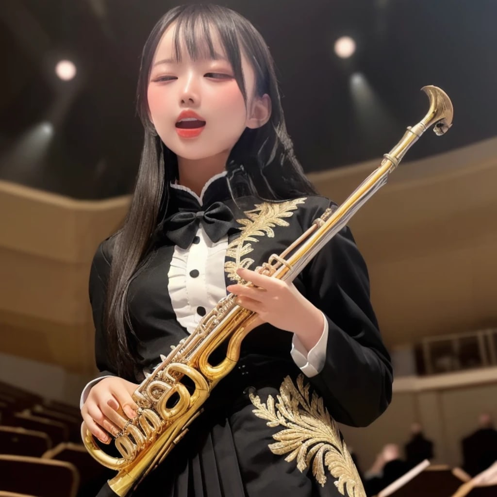 黒髪ロングでブラスバンドの美女８０