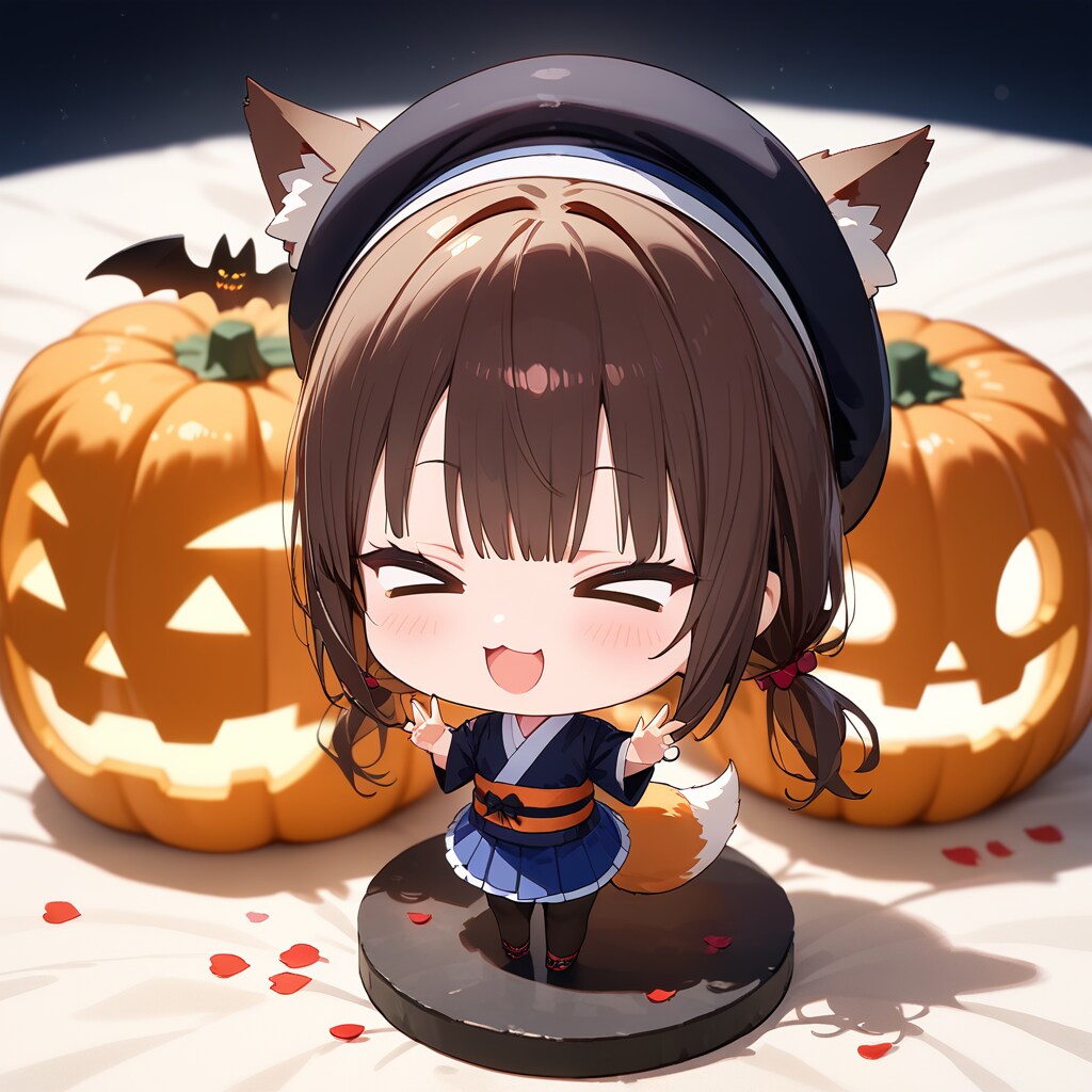 ちびちゃん_「おやつをくれないと-、イタズラするよ-♪」。