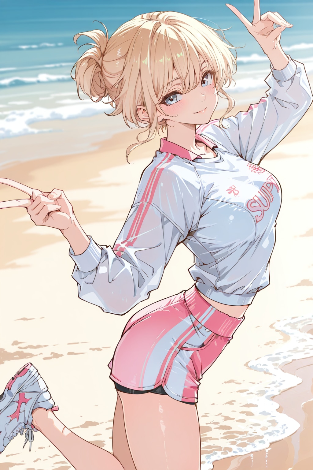 浜辺でトレーニング(よその子瑛梨ちゃん)