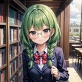盲目の少女は緑髪の眼鏡三つ編み 2枚目