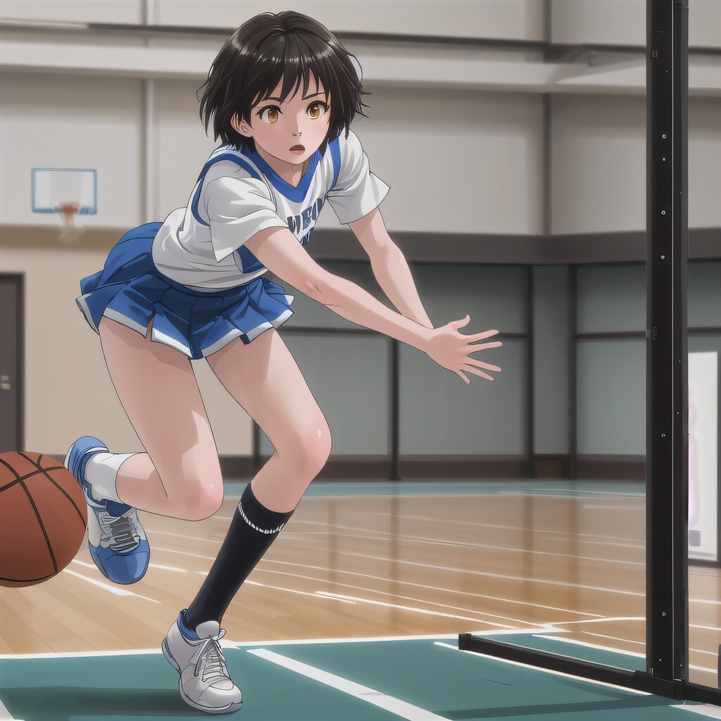 黒髪ボブでユニフォームの少女１３