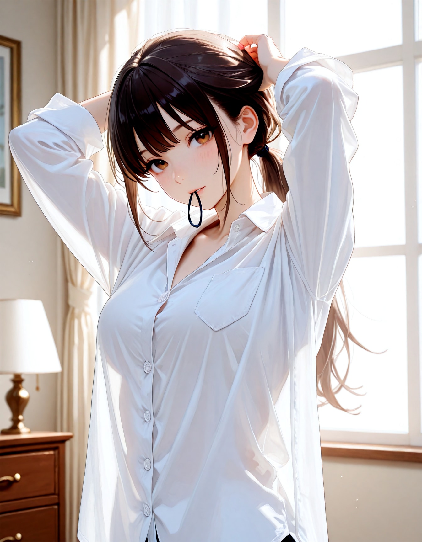 姉、朝の支度