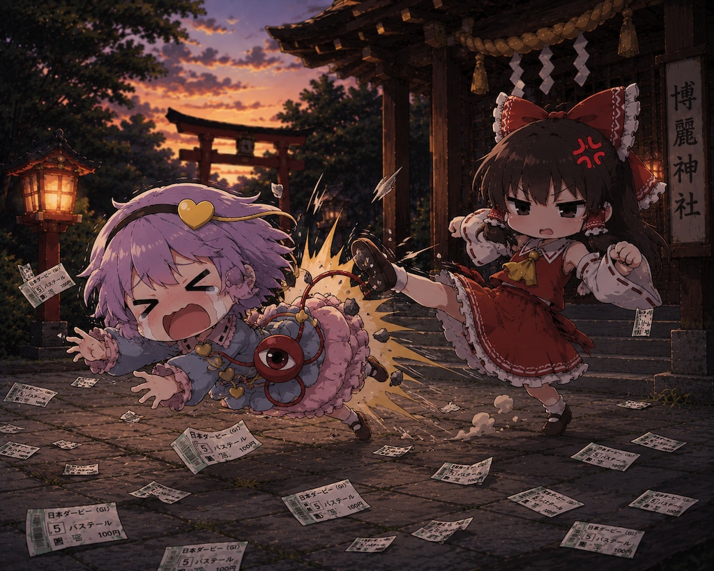 日本ダービーで負けてしまうさとりちゃん