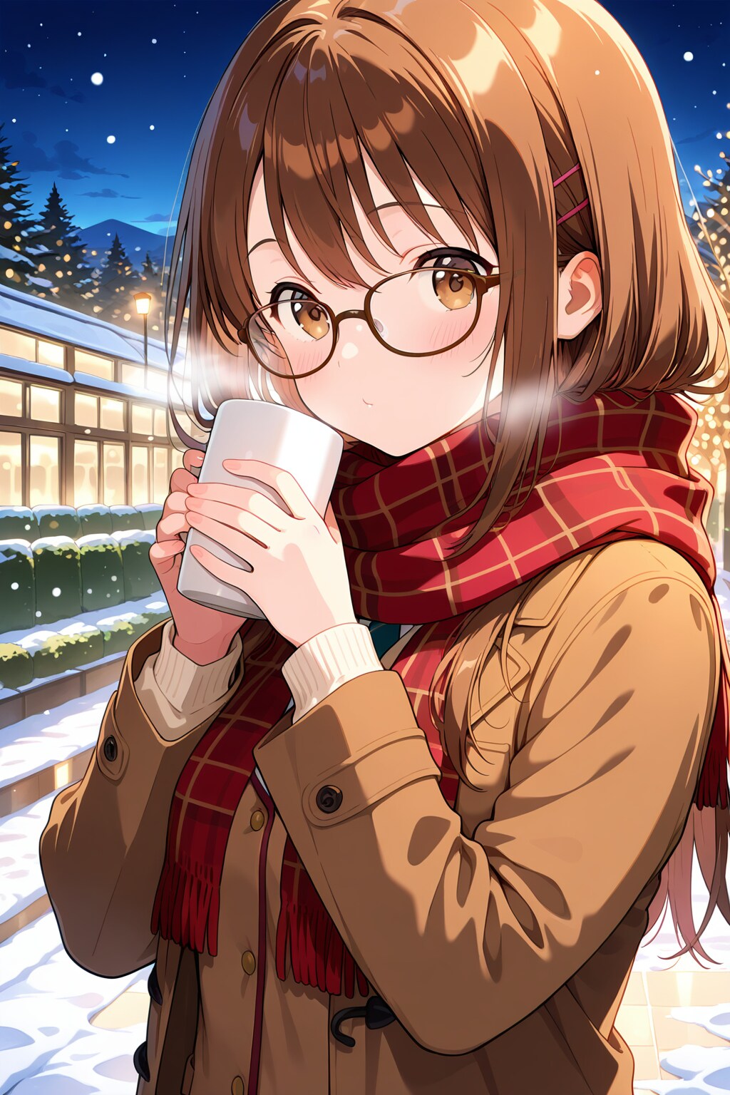 コーヒーで温まる彼女