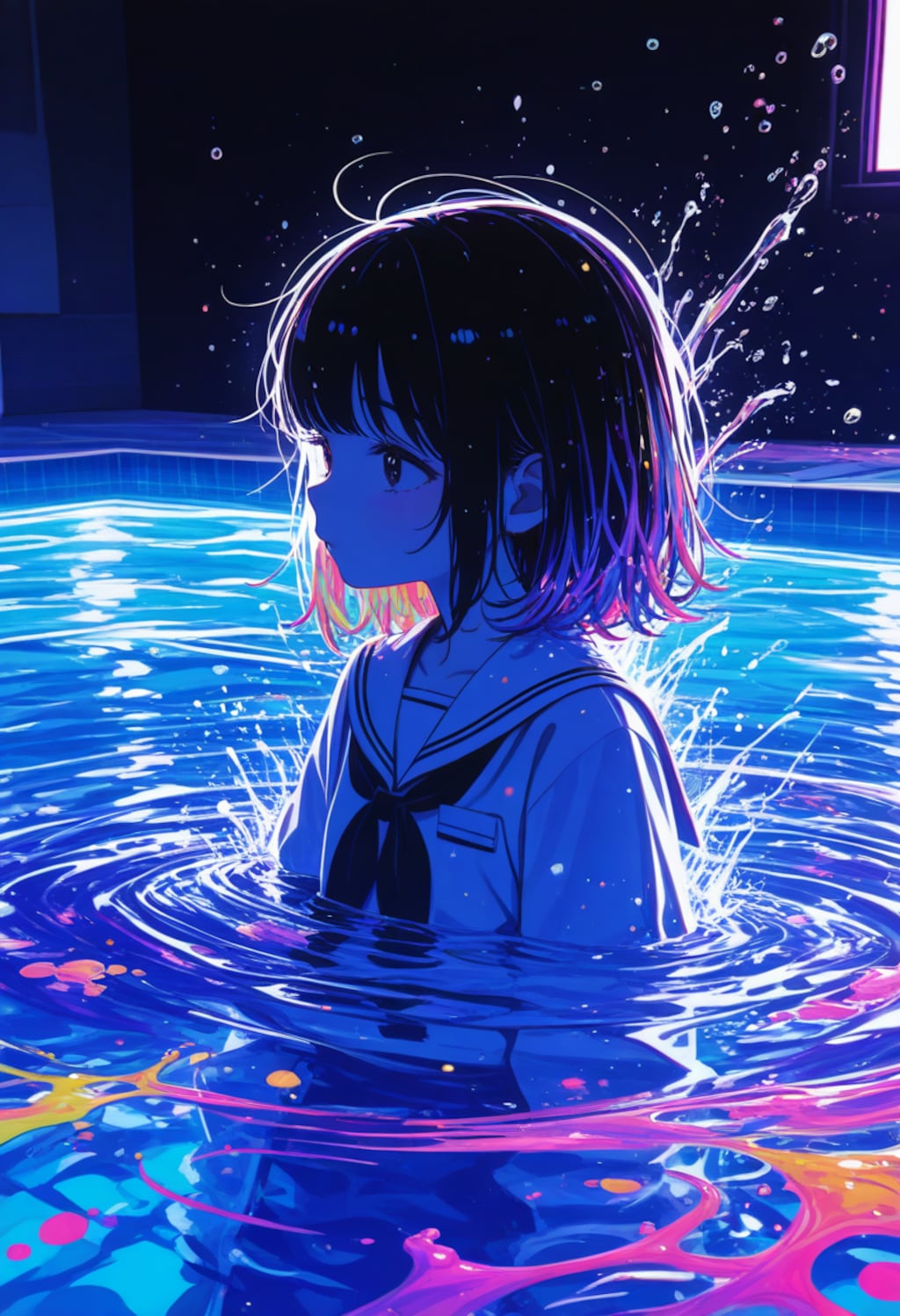 深夜のプール(saturated)(4)