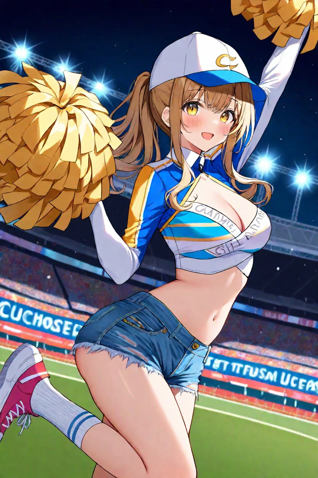 デニム短パンのチアガール